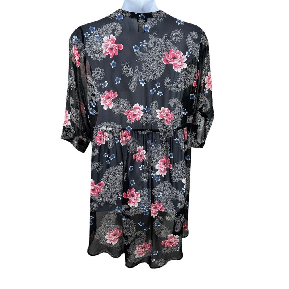 Torrid Black Floral Georgette Sheer Tunic Top High-Low Size 1 - Picture 11 of 15